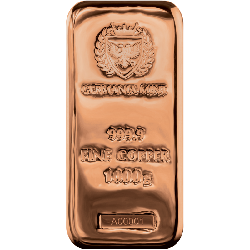 ⭐︎美品　GERMANIA MINT 999.9 純銅バー 1000g Germania Mint 1000g Copper Cast Bar