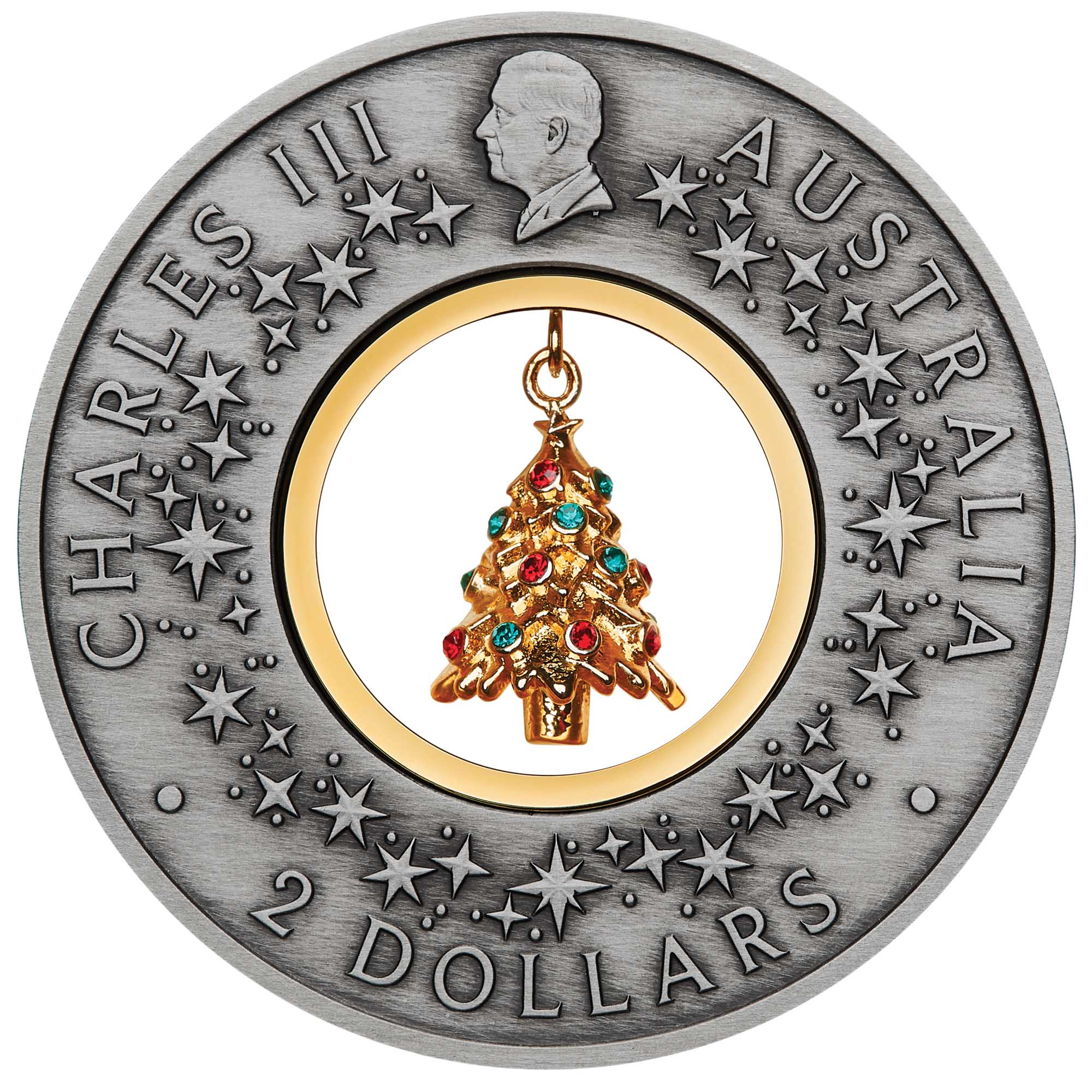 Santa’s Workshop 2025 2oz Silver Antiqued Coloured Coin