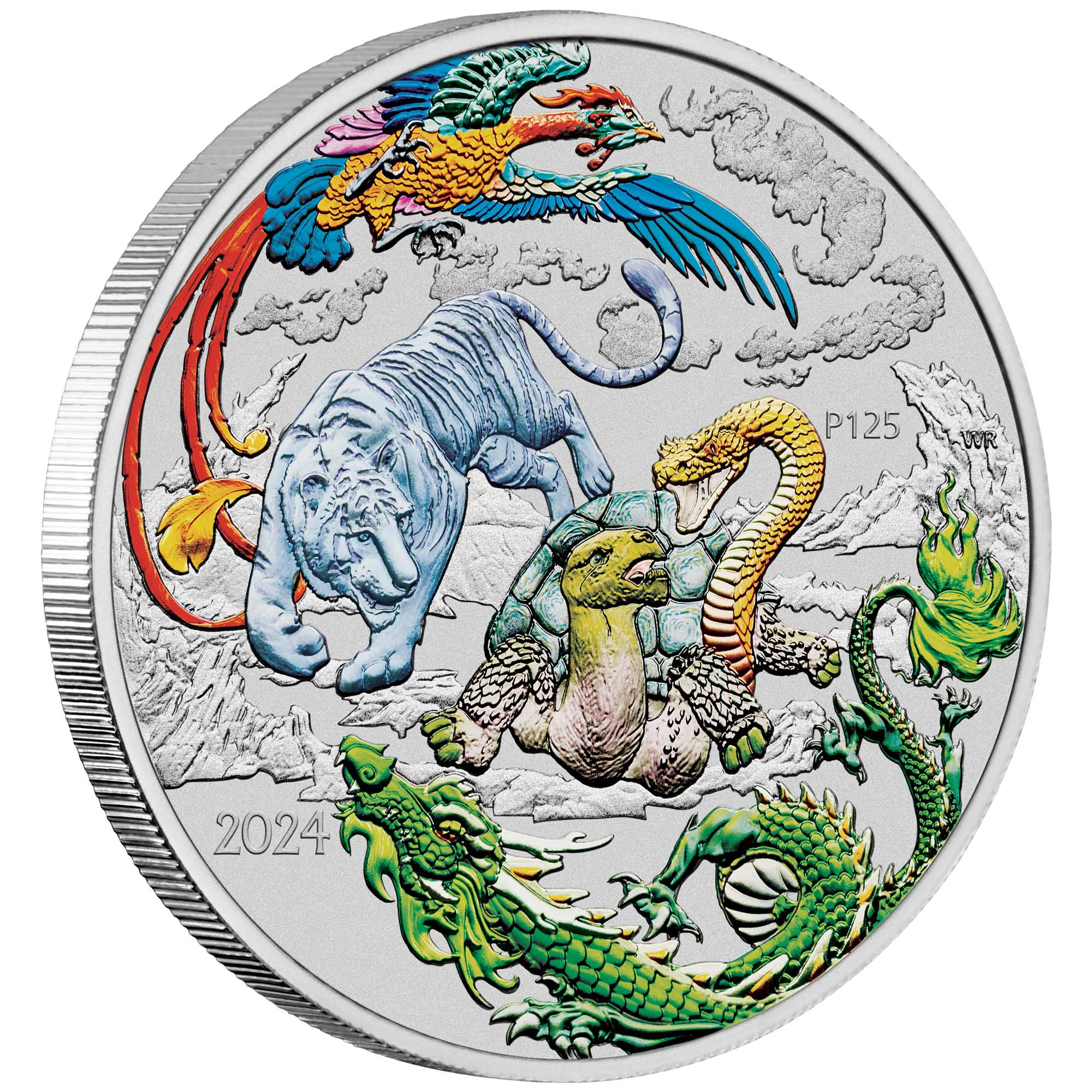 Chinese Myths and Legends Four Guardians Lan 2024 1oz Silver Coloured Coin