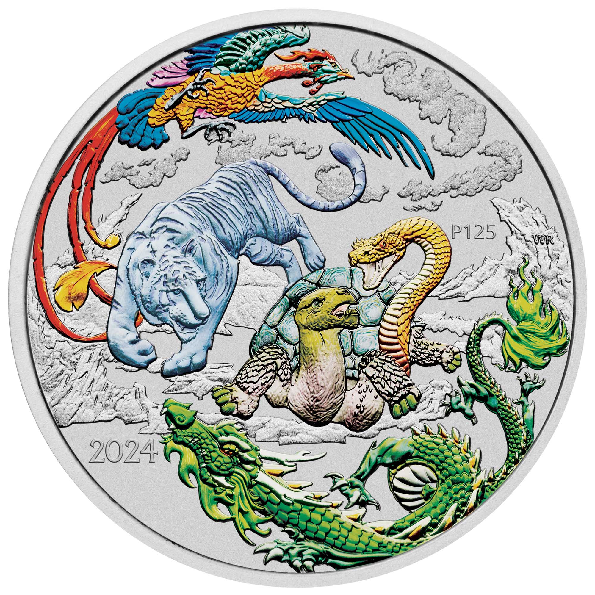 Chinese Myths and Legends Four Guardians Lan 2024 1oz Silver Coloured Coin