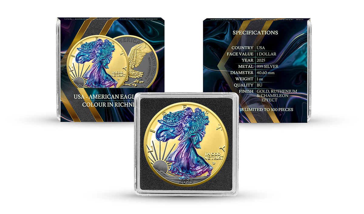 USA 2025 – American Eagle 1 oz Silver Coin – Colour in Richness
