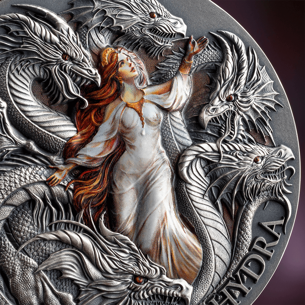 2025 2 oz Mythical Hydra Silver Antique Coin