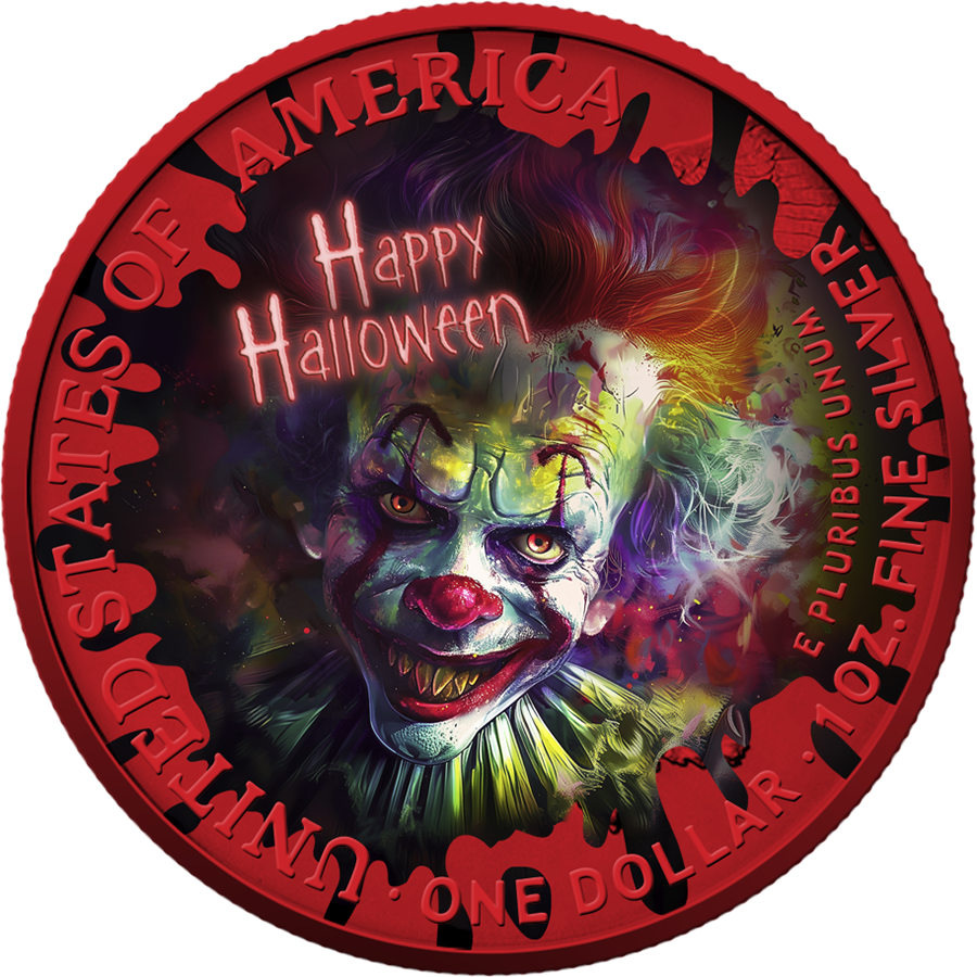 USA 2025 - American Eagle 1 oz Silver Coin – Creepy Smile (Gold, Space Red, Colouring)