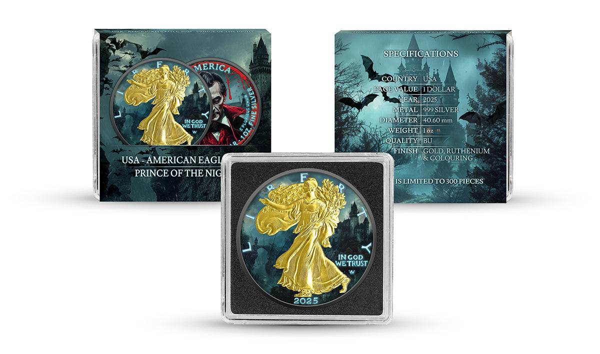 USA 2025 - American Eagle 1 oz Silver Coin – Prince of the Night (Gold, Ruthenium, Colouring)