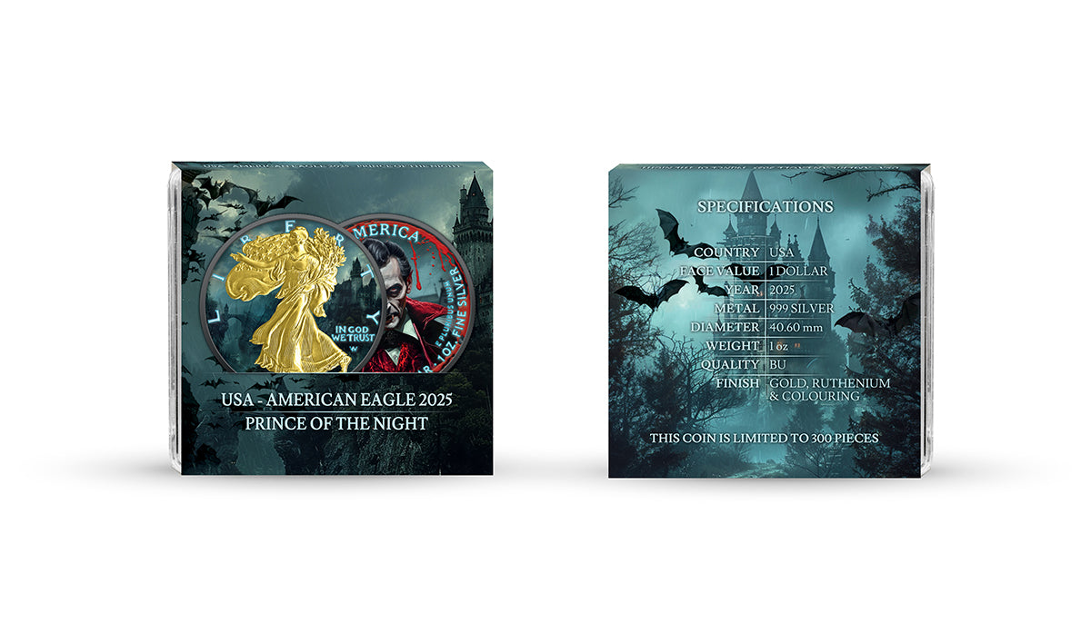 USA 2025 - American Eagle 1 oz Silver Coin – Prince of the Night (Gold, Ruthenium, Colouring)