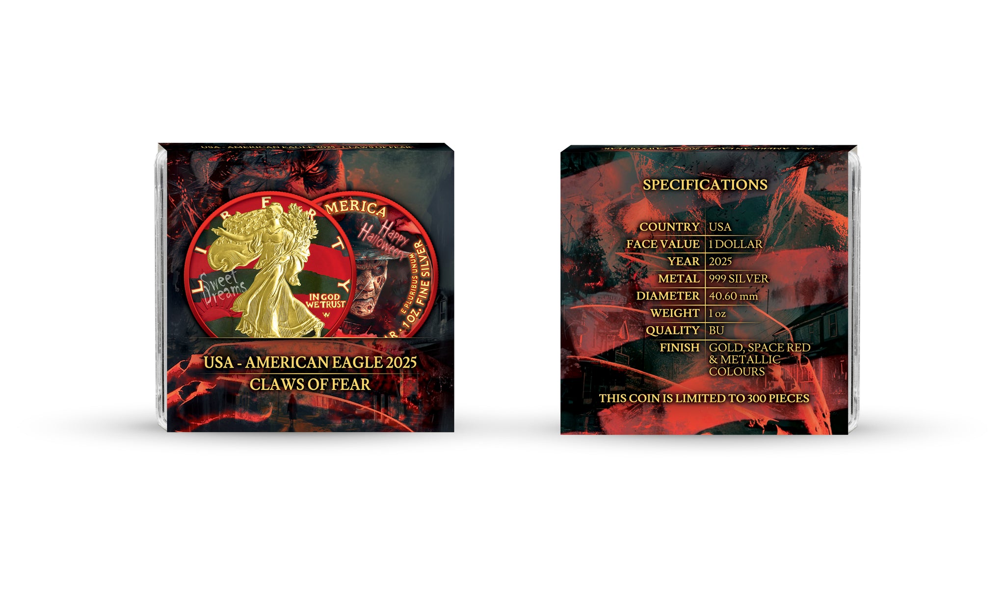 USA 2025 - American Eagle 1 oz Silver Coin – Claws of Fear (Gold, Space Red, Metallic Colours)
