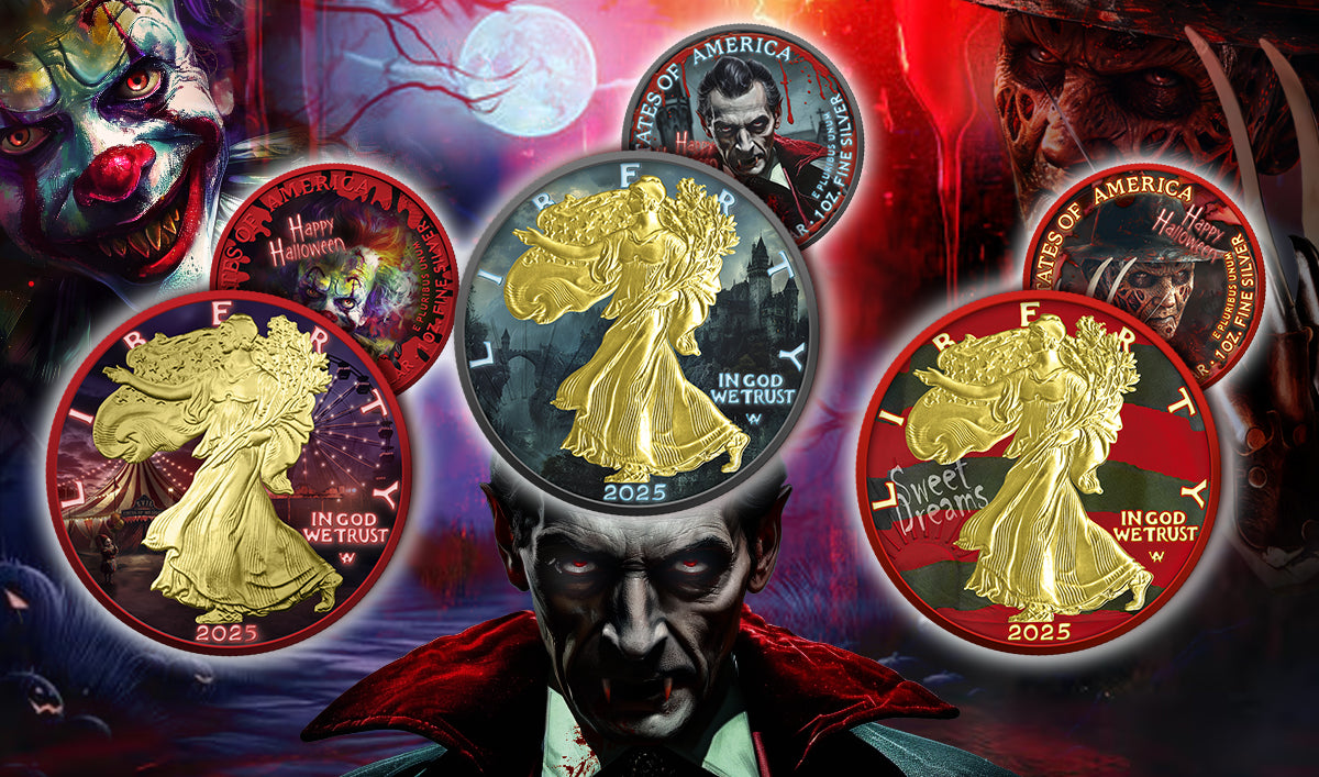 USA 2025 - American Eagle 1 oz Silver Coin – Halloween Trio Set (Creepy Smile, Prince of the Night, Claws of Fear)
