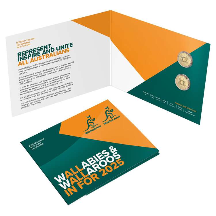 Australia 2025 $2 Wallabies & Wallaroos Uncirculated Two-Coin Set