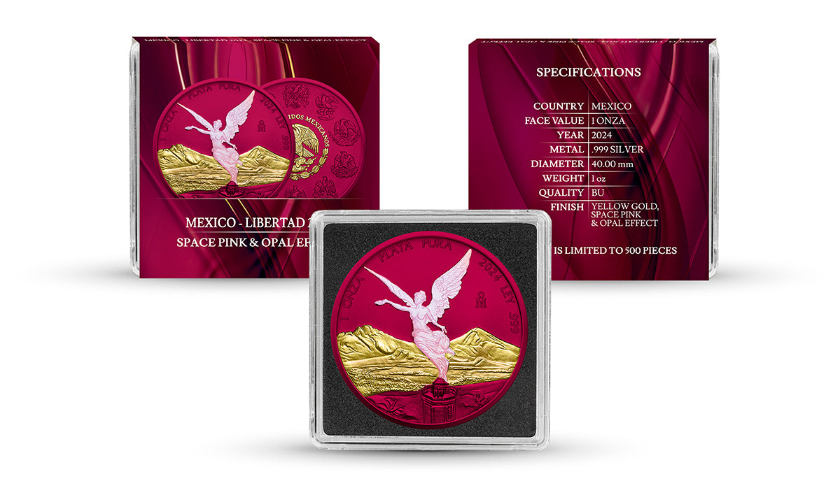 Mexico 2024 – Libertad Space Pink Opal 1 oz Silver Coin – Limited Edition