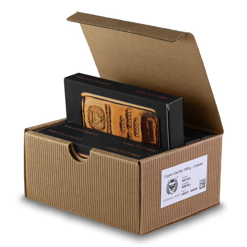 GERMANIAMINT 999.9 純銅バー 1000g[在庫整理です] Buy Germania Mint 1 kg Copper Cast Bar – 999.9 Fine | Hologram